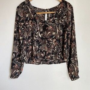 ASTR Paisley Long Sleeve Blouse - Size S